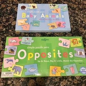 eeBoo Simple Puzzle 2 sets Baby Animals Opposites